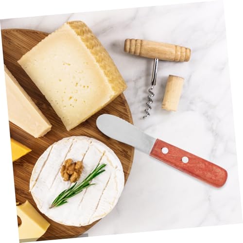 SOLUSTRE Stainless Steel Cheese Slicer with Ergonomic Wooden Handle Wear-resistant Butter Spreader and Peanut Jam Spatula for Kitchen and Restaurant Use Essential Baking Tool