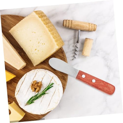 SOLUSTRE Stainless Steel Cheese Slicer with Ergonomic Wooden Handle Wear-resistant Butter Spreader and Peanut Jam Spatula for Kitchen and Restaurant Use Essential Baking Tool