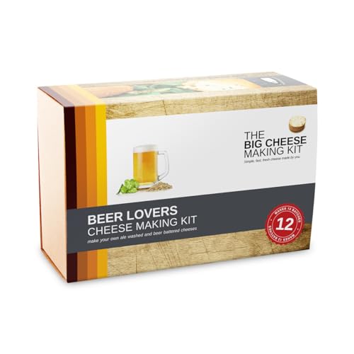 The Big Cheese Beer Lover's Cheese Making Kit - Make Cypriot-Style Cheese & Ale-Washed Squeaky Curds at Home - 12 Batches with Vegetarian Rennet & Recipe Book