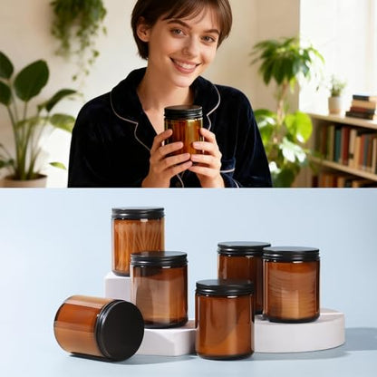 8oz Amber Glass Jars with Airtight Lids (30Pack) - Empty Candle Jars for Candle Making,Cosmetic Jars for Creams,Lotions - color: Brown-30 Pack