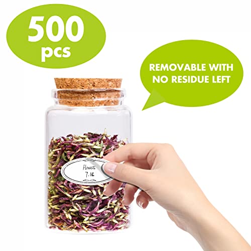 500 Removable Freezer Pantry Oval Canning Labels, Black Polka Borders, Water Oil Resistant with Perforation Line for Food Containers Jars Kitchen Restaurant Storage Organization - style: Style 2