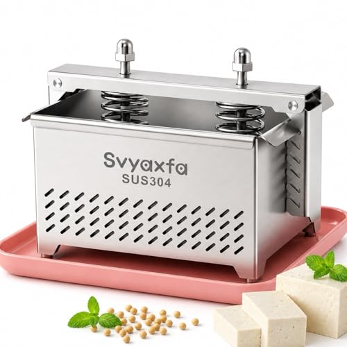 Tofu Press Stainless Steel Paneer Maker & Cheese Press for Homemade Tofu | Adjustable Food Press for Extra Firm Tofu, Dishwasher Safe, BPA Free Cook's Tool , Include Drip Tray & Press Cloth - size: L