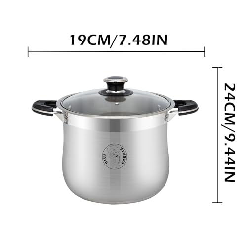 Vivicreate 9 Quart Stainless Steel Stock Pot with Lid Large Induction Cooking Pot for Pasta Soup Boiling Stew with Measurement Marks and Handles - size: 9 Quarts
