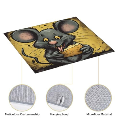 Dish Drying Mat for Kitchen Counter Absorbent Dish Draining Mat Heat Resistant Drying Pad for Table Protector Dishes Pad Rat Eats a Piece of Cheese Kitchen Drying Mat 18x16 inch