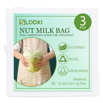 Cheese Cloth Bag For Straining, Nut Milk Bag - Reusable Straining Bags For Nut Milk, Soy Milk, Dumpling Fillings, And More (3, M) - size: M