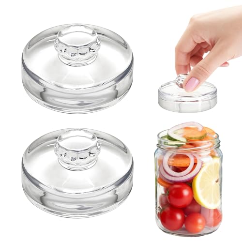 2Pcs Fermentation Glass Weights for Wide Mouth Jars - Pickle Bottles with Sealing Lids for Efficient Fermenting - Durable, Transparent Fermenting Lids and Weights for Sauerkraut (B Flower) - size: B Flower