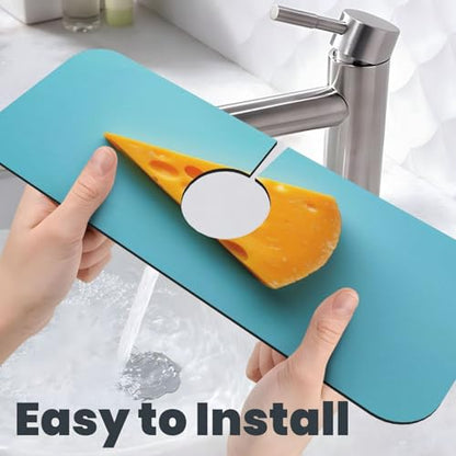 Sink Faucet Mat Cheese Kitchen Splash Guard Absorbent Bathroom Sink Mat Around Faucet 15" x 5.5" Drying Mats Stone Draining Mat