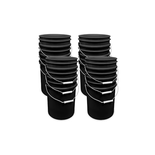 ePackageSupply 5 Gallon Bucket - Food Grade Bucket, Metal Handle Grip, BPA-Free, Heavy-Duty 90 Mil HDPE Plastic Pail, Stackable Utility Container, Made in USA, Lid Not Included, Black, 12 Packs - color: Black, size: 12 Packs