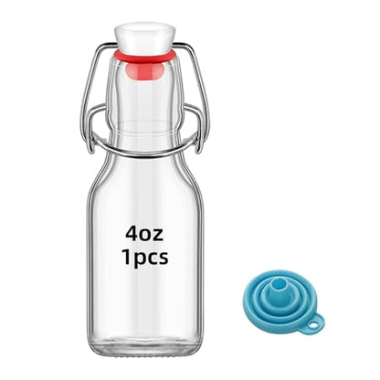 1Pc 4 oz Swing Top Glass Bottles,Flip Top Glass bottles with airtight Caps for Home Brewing Beer,Kombucha,2nd Fermentation,Kefir,Beverages,Soda,Oils,Vinegar,Limoncello,Vanilla extract (1PC) - size: 1PC
