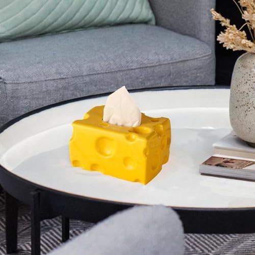 Tissue Dispenser Box Tissue Box Cover Cheese Shaped Tissue Paper Storage Holder Art Ceramic Tissue Box for Restaurant Kitchen, Yellow - color: Yellow