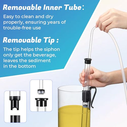 LemonRoad Wine Siphon Kit, Siphon for Wine Makings with 14'' Auto Pump, 6 Ft Tubing, Cleaning Brush, Clamp for Small Batch Beer Kombucha Mead Home Brewing Equipment