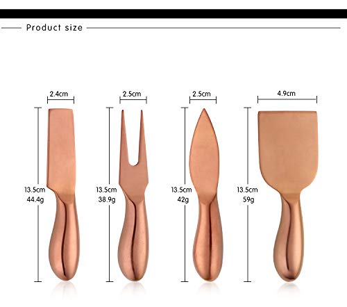 Stainless Steel 18/10 Cheese Desert Knives, Set of 4, Baikai Gold Breakfast Butter Knife, Slicer Sandwich Spreader … (Cheese Knife Set-Rose Gold) - color: Cheese Knife Set-Rose Gold