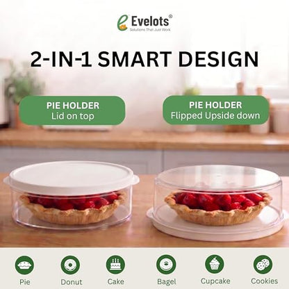 Evelots 2-Pack 10-Inch Airtight Food Storage Container with Lid - Portable Carrier for Pies, Cakes, Cupcakes & More - BPA-Free Clear Plastic - Secure & Easy Transport - size: 2-Pack, style: Pie Container