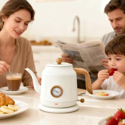 1.2L Electric Gooseneck Kettle with thermometer, Tea Kettle for Boiling Water, Gooseneck Electric Kettle for Coffee & Tea - color: 1.2L