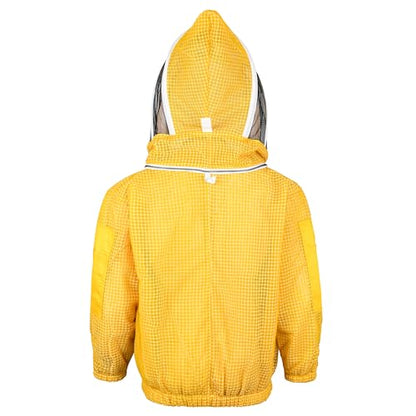 Beekeeping Jacket with Veil 3-Layer Ultra Ventilated Veil Fencing YKK Zippers Full Protection Suit Carrying Bag (BP-301-Golden)-M - color: Golden Fencing Veil, size: Medium
