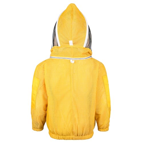 Beekeeping Jacket with Veil 3-Layer Ultra Ventilated Veil Fencing YKK Zippers Full Protection Suit Carrying Bag (BP-301-Golden)-3XL - color: Golden Fencing Veil, size: 3XL