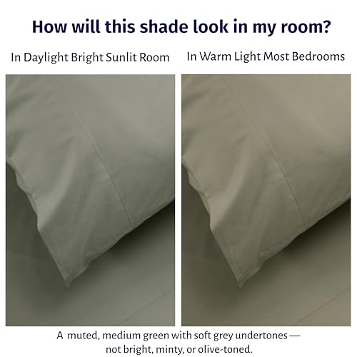 California Design Den Deep Pocket Queen Sheet Set - Certified 100% Egyptian Cotton, Lightweight, Crisp Percale Bed Sheets Queen Size Egyptian Cotton Set, Durable Luxury Bedding (Sage Leaf) - color: Sage Leaf, size: Queen