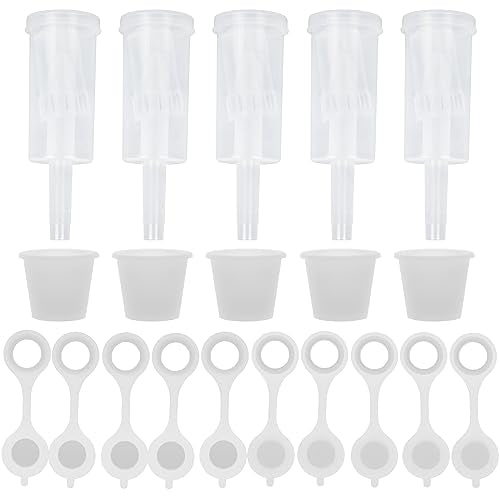 Airlock Set Three-Piece Airlock Drilled #6 Stopper and Grommet for Fermentation, Brewing Wine, Beer Making, Sauerkraut, Pickles, Etc. (5 Pack)