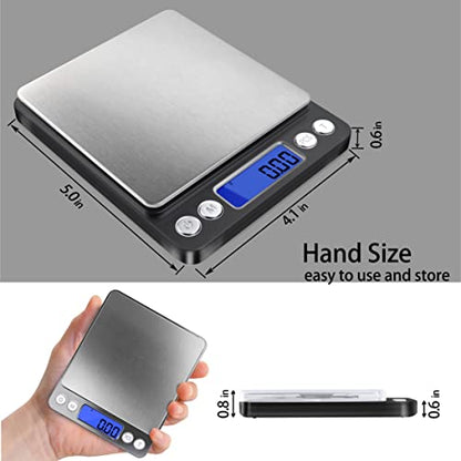 Fuzion Digital Gram Scale with 2 Trays, 500g/ 0.01g Small Jewelry Scale, 6 Units Gram Scales Digital Weight Gram and Oz, Tare Function, Digital Herb Scale for Food, Mini Reptile - color: Black