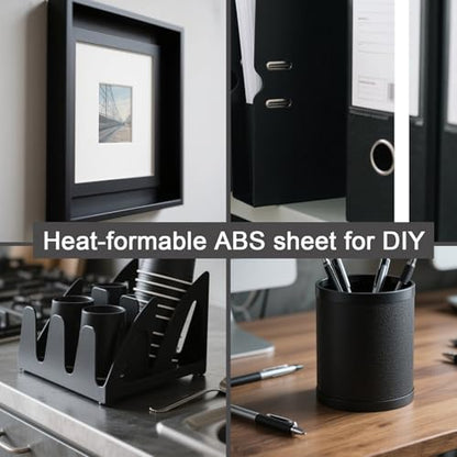 ABS Plastic Sheet 1/4 Inch Thick - 2PACK 12" x 24" Black Rigid ABS Board Impact Resistant Heat Moldable ABS Plastic Panel for Industrial DIY Projects, Home Decor, Handicrafts - (Frosted & Smooth) - size: 12x24x1/4 inch