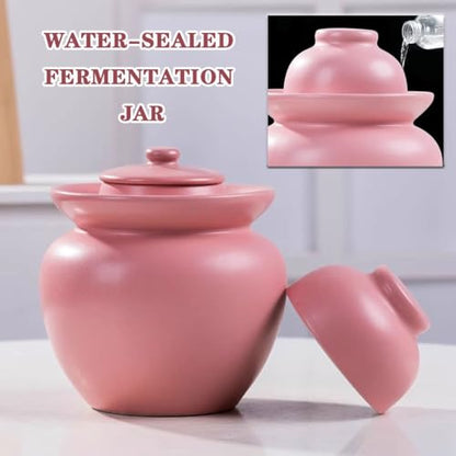 Matte Pink Stylish Pickle Jar, Household Large Capacity Rice Storage Barrel, Water Seal Design Fermentation Tank, Pickled Pickles and Beans(3.5kg/123.4oz) - size: 3.5kg/123.4oz