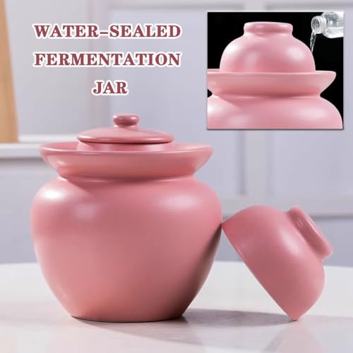Matte Pink Stylish Pickle Jar, Household Large Capacity Rice Storage Barrel, Water Seal Design Fermentation Tank, Pickled Pickles and Beans(1.5kg/52.9oz) - size: 1.5kg/52.9oz