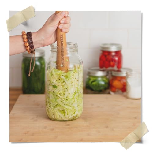 Mason Jar Fermentation Kit | Wide mouth Jar Lacto-Fermentation Pickling Kit |Includes 4 Fermentation Lids, 4 Fermentation Glass Weights, Vegetable Tamper, & Wet Erase Glass Marker