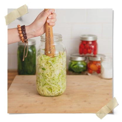 Mason Jar Fermentation Kit | Wide mouth Jar Lacto-Fermentation Pickling Kit |Includes 4 Fermentation Lids, 4 Fermentation Glass Weights, Vegetable Tamper, & Wet Erase Glass Marker
