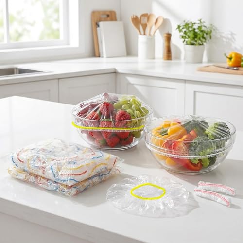 Bowl Covers 100PCS Plastic Wrap Food Sourdough Baking Rising Elastic Plate Covers Outdoor Food Fresh Keeping Bags for Bread Proofing, MIX - color: Mix Color