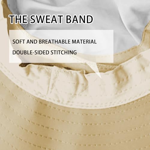 Sun Hats for Men Women Fishing Hat UPF 50+ Breathable Wide Brim Bucket Hats Summer UV Protection Safari Hat with Neck Flap - color: Khaki