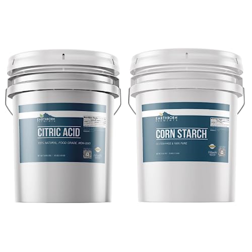 Earthborn Elements Citric Acid and Corn Starch Bundle, 5 Gallon Buckets, Food Safe, Food Additive