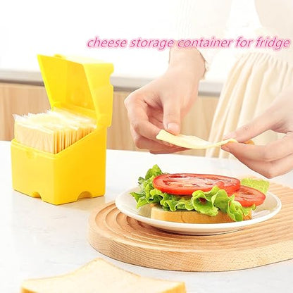 Cow Cheese Slice Holder Storage Container For Refrigerator Sliced Shredded Keeper Containers For Fridge (yellow)