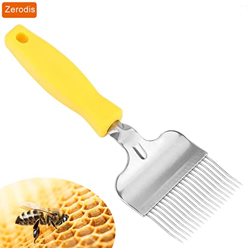 Bee Keeping Uncapping Fork, Honey Uncapping Fork Stainless Steel Honey Scraper with 19 Tines and Plastic Handle, Beekeeping Hive Tool 8.66 X 2.76 Inch
