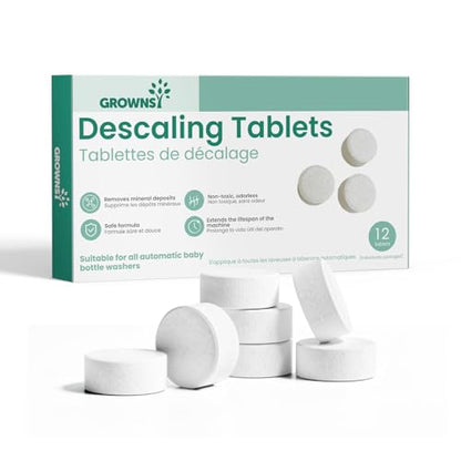GROWNSY Descaling Tablets for Bottle Washers, 12 Count Descaler Tablets to Remove Limescale & Mineral Buildup, Compatible with Momcozy and Baby Brezza Baby Bottle Washer - size: 12 Count