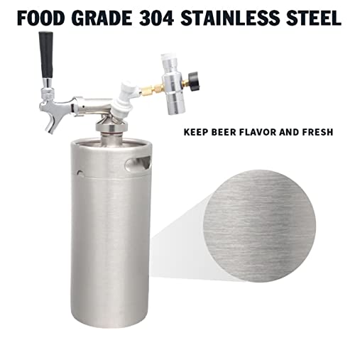 Mini Stainless Steel Beer Keg,Portable Home Dispenser System to Keep Fresh for Home Kitchen Brewing Beer,Keeps Carbonation for Craft Beer Draft and Homebrew,3.6 liters