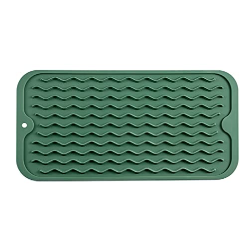 MicoYang Silicone Dish Drying Mat for Multiple Usage,Easy clean,Eco-friendly,Heat-resistant Silicone Mat for Kitchen Counter or Sink,Refrigerator or Drawer Liner Green S 12 inches x 6 inches - color: Green, size: 12"L x 6"W