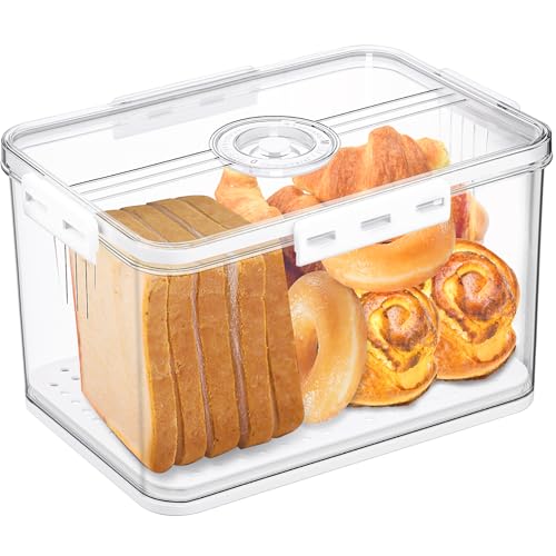 Gifhomfix Bread Box Bread Boxes for Kitchen Counter Airtight, Time Recording Bread Storage Container with Lid, Bread Keeper for Homemade Bread, Toast, Bagel, Donut and Cookies, LARGE White - color: Large-White