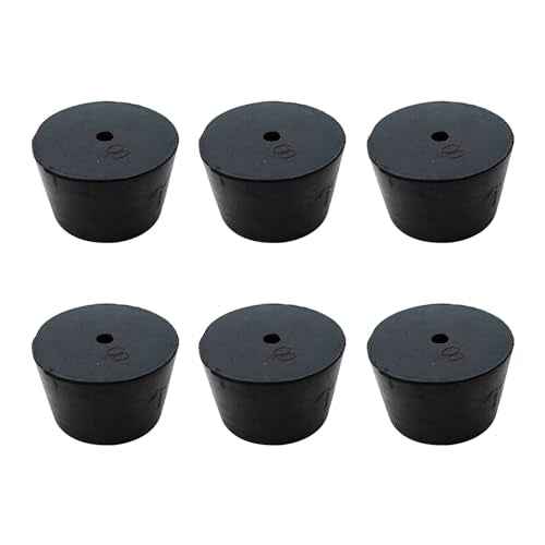 6Pcs Solid Rubber Stopper Bungs with Hole 33mm to 41mm Solid Test Tubes Bungs Stopper for Flask, Plug Holes and Test Tube(Black) - size: 33mm to 41mm