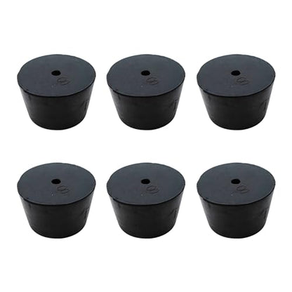 6Pcs Solid Rubber Stopper Bungs with Hole 33mm to 41mm Solid Test Tubes Bungs Stopper for Flask, Plug Holes and Test Tube(Black) - size: 33mm to 41mm