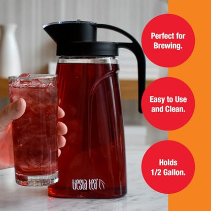 Tiesta Tea - Loose Leaf Iced Tea Pitcher, BPA-Free Tritan Plastic, Includes Multipurpose Nylon Mesh Infuser, Brew Hot & Cold, Leak-Proof Twist-On Lid, Dishwasher Safe, 1/2 Gallon Capacity - style: Pitcher(64 fl oz)