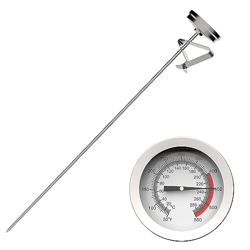 Candy/Deep Fry Oil Thermometer for Frying with 12'' Probe & Pot Clip,- CookingThermometer for Frying Oil Candle Making Hot Deep Fryer (1, 12) - size: 12