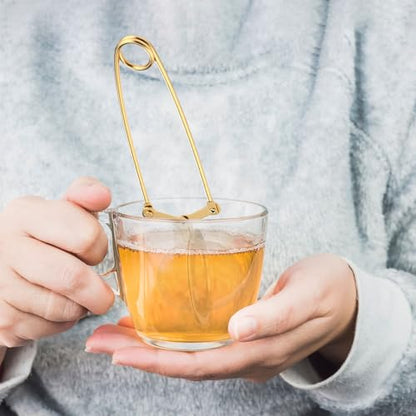 Yinder 30 Pcs Loose Leaf Tea Infuser Stainless Steel Mesh Snap Tea Ball Strainers with Handle Metal (Gold) - color: Gold
