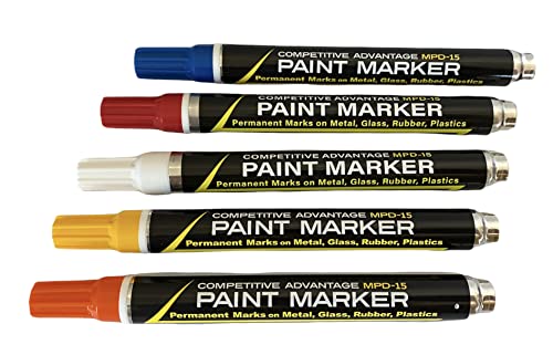 Enamel Paint Markers - MPD-15 MEDIUM - Multi-Packs - Permanent, Waterproof, Quick-drying (Patriot Tones | Red, White, Blue, Orange, Yellow) - color: Patriot Tones | Red, White, Blue, Orange, Yellow