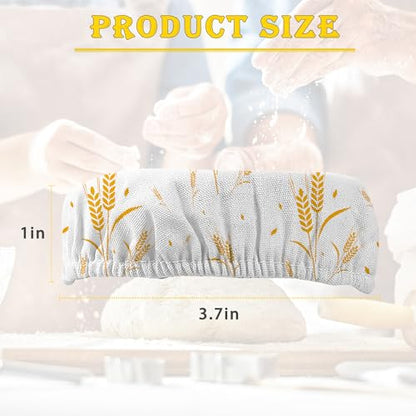 Wheat Harvest Bread 5-Pack Cloth Covers for Sourdough Starter Jar, Cloth Covers Reusable Lid Top Cover Sourdough Proofing Bread Fermentation Baking Supplies for 3-4 Inch Jar Mouth - color: Wheat Harvest Bread