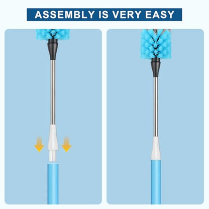 Bottle Brush 15-inch Long Bottle Brush, Kitchen Brush Set with Straw Cleaner and Cup Lid Cleaning Brush. Bottle Brushes Suitable for Water Bottles, Cups, Glasses, Baby Bottles (3, Blue)