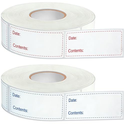 1000pcs Food Labels, AIMEIKI 1 x 3 Inch Removable Date Stickers Freezer Labels for Food Containers, Easy to Write-On & No Residue (2 Rolls) - style: 1x3inch labels