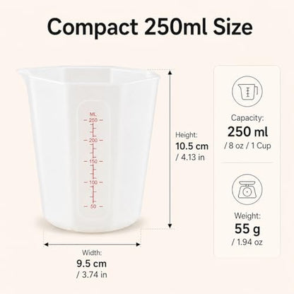 Silicone Measuring Cup 1 Cup (250ml), Flexible Liquid Measuring Cup with Pour Spout, BPA Free Food Grade Silicone Measuring Cup for Cooking, Baking and Kitchen Use