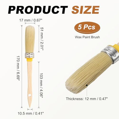 uxcell 5 Pcs Wax Paint Brushes, 2 x 0.7 Inch Chalk Stencil Brush, Oval PET Fiber Bristle with Wood Handle, Painting Tool for Furniture DIY Home Decor Art Crafts, Yellow - size: 2 x 0.7 Inch