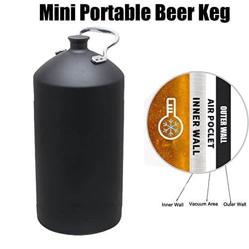 Stainless Steel Mini Beer Keg,Beer Barrel with Seal Knob Cover for Home Kitchen Brewing Beer,for Camping Hiking Homebrewing Keep Beverage Fresh,3.6 Liters