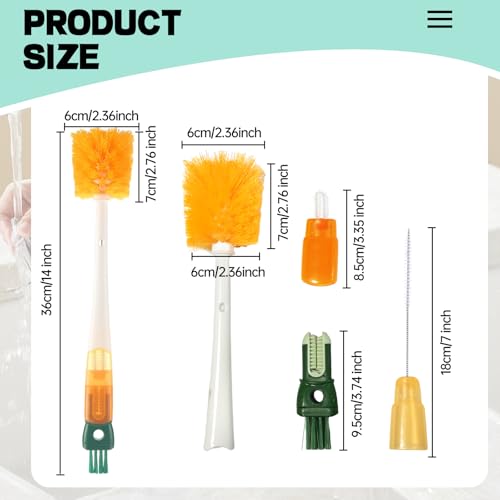 Bottle Brush Cleaner Water Bottle Brushes for Cleaning,Straw Brush Cleaner Extra Long Cleaners,5-in-1 Bottle Scrubber Brush for Coffee Maker Glass Cups